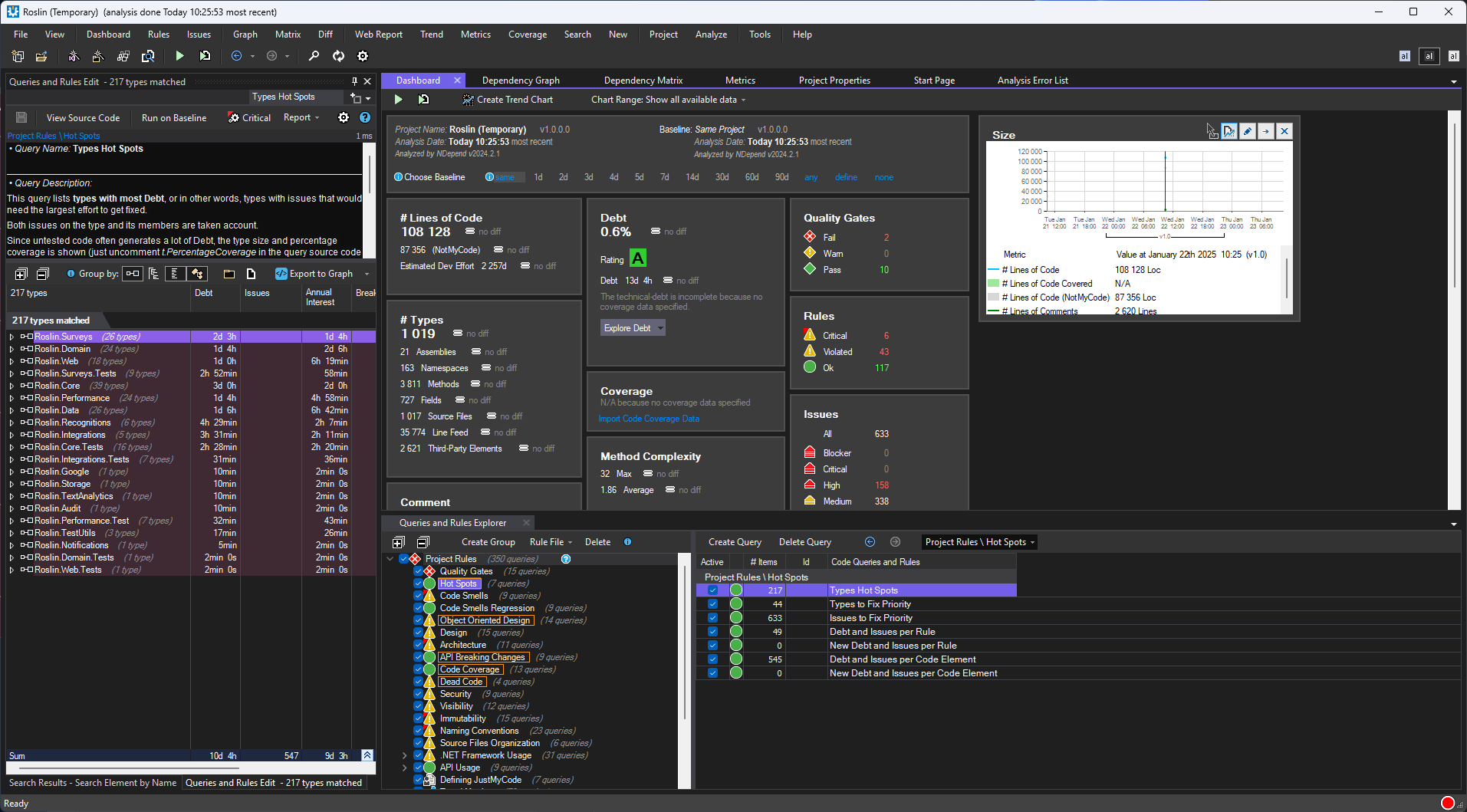 Image showing the report window of NDepend